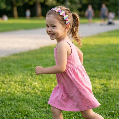 Bandeau serre tete cœur rainbow confortable pour enfant
