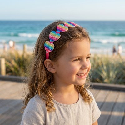 Bandeau serre tete rainbow scintillant enfant multicolore