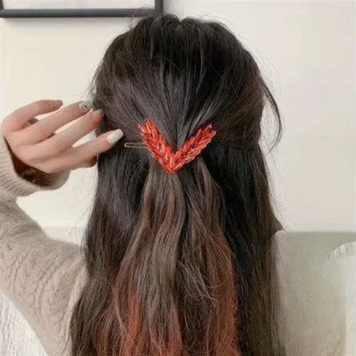 barrette cheveux femme tendance cristaux coréens rouge passion