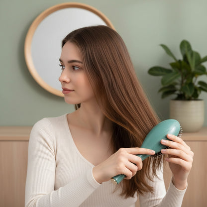 brosse cheveux bleu-vert pour démêler des cheveux longs 