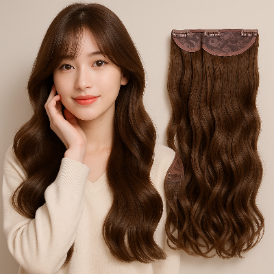 extension de cheveux synthétiques ondulés