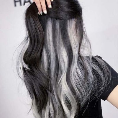 Extensions cheveux à clip noir/blanc chic
