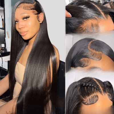 femme ayant  bien placé perruque femme