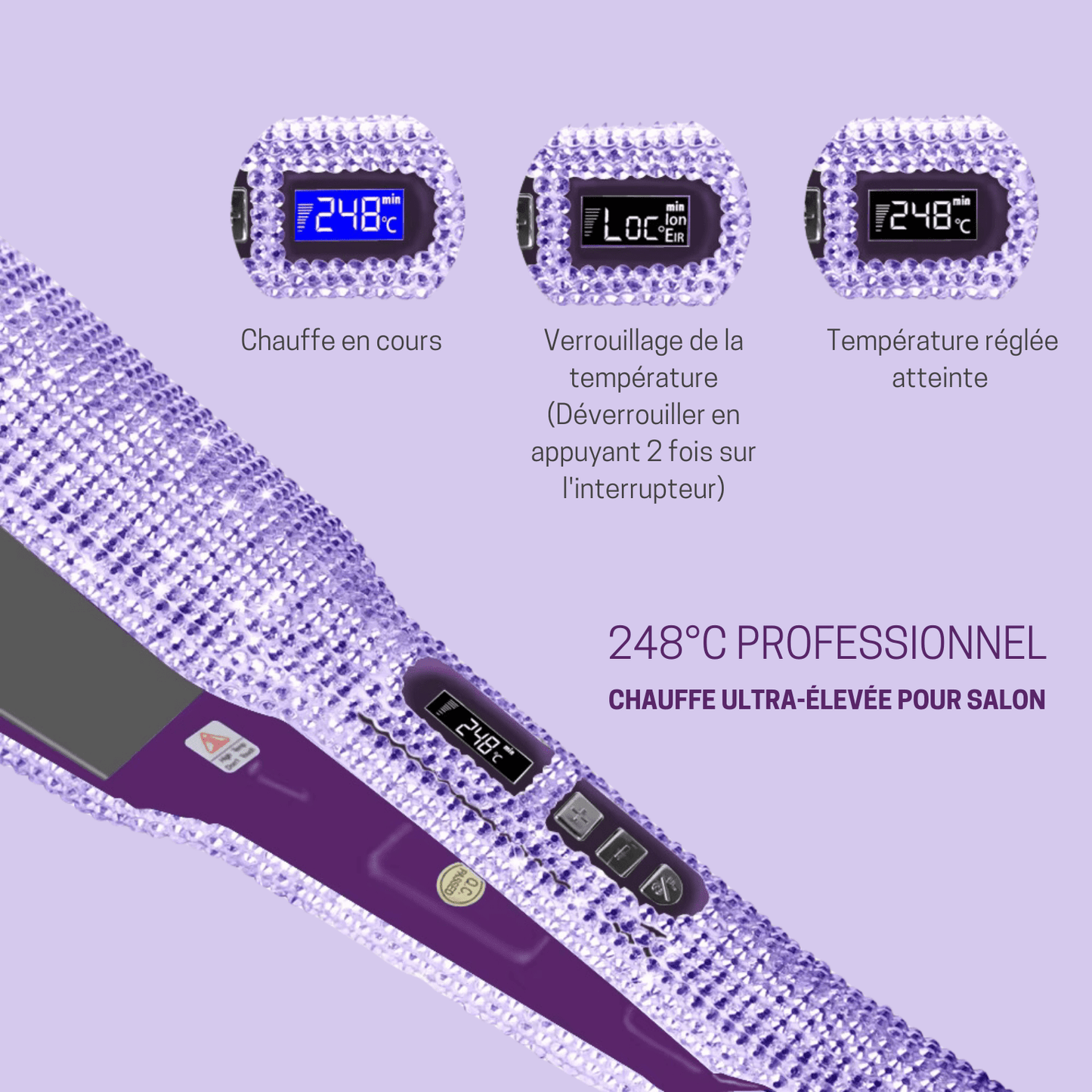 Lisseur Professionnel - RhinestoneStyler™ - Violet - Nova Coiffure