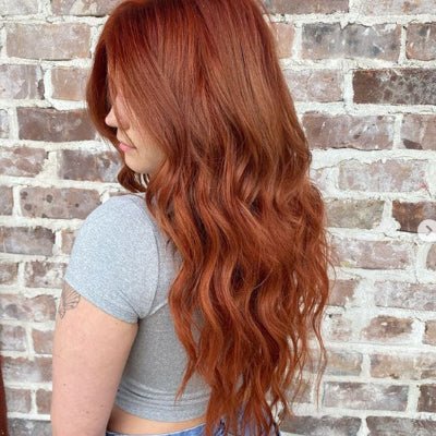 Perruque cheveux naturels look tendance roux