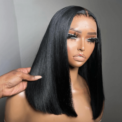 Perruque femme lisse noire coupe carrée naturelle