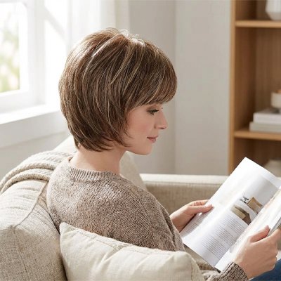 Perruque femme cheveux synthétiques aspect naturel