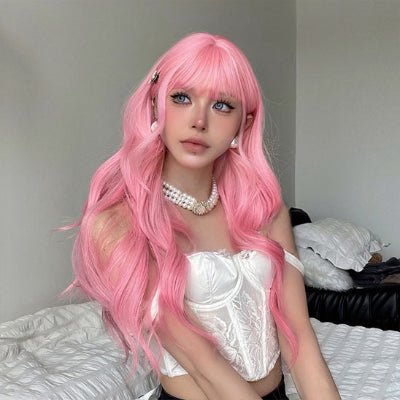 Perruque femme cosplay rose éclatant