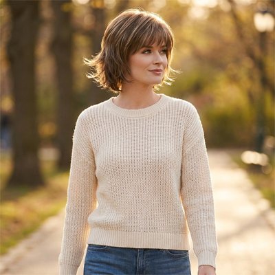 Perruque femme courte marron reflets blonds