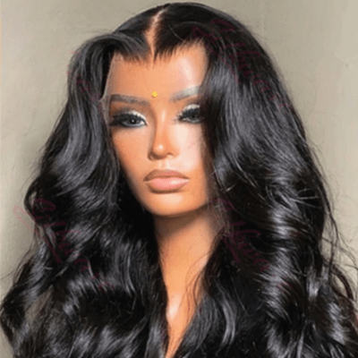Perruque femme luxe ondulée longue noire