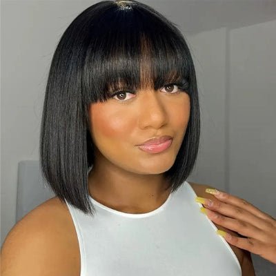 Perruque Bob courte femme cheveux lisses