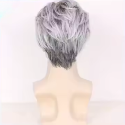 perruque homme réaliste coupe à couches volume naturel gris