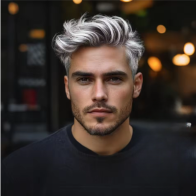 perruque homme réaliste profil gauche coiffure classique élégante
