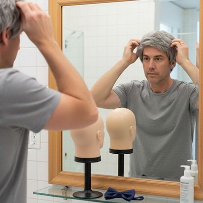 Perruque pour homme frange droite