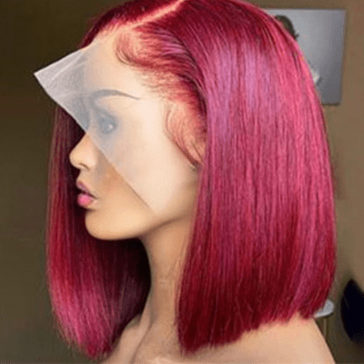 Perruques femmes coupe bob lisse  bordeaux 