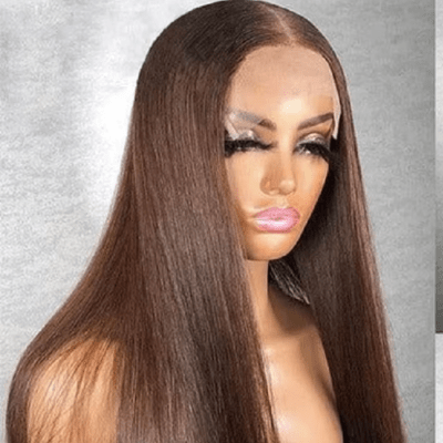 Perruques femmes HD brun naturel