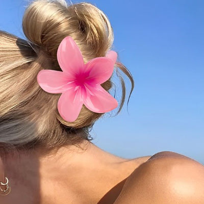pince fleur hawaïenne en acétate rose