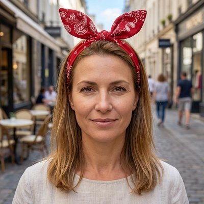 Serre tete femme bandana paisley noeud lapin