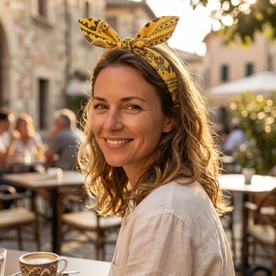 Serre tete femme bandeau cheveux jaune vif