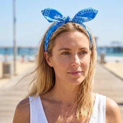 Serre tete femme bandeau cheveux paisley bleu