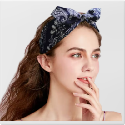 serre tete femme bandeau paisley bleu tendance