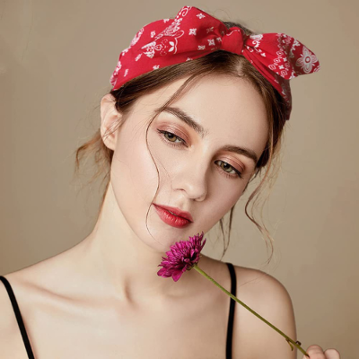 serre tete femme bandeau paisley rouge elegant