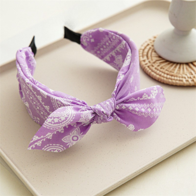 serre tete femme coton bio nœud lapin violet