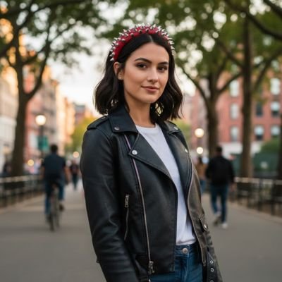 Serre tête femme rouge avec œillets métal élégants