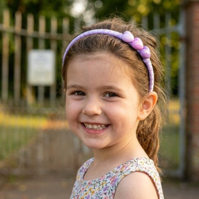 Serre tete fille cœur violet accessoire cheveux tendance