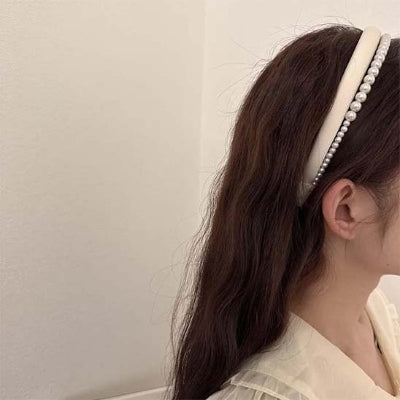 Serre tete pour femme accessoire cheveux perles satin