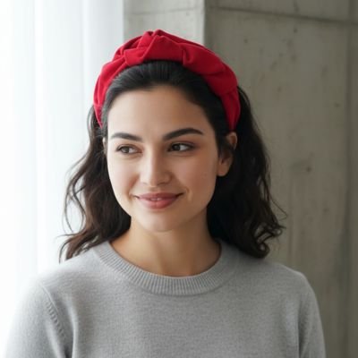 Serre tête rouge vif rembourré maintien cheveux confortable